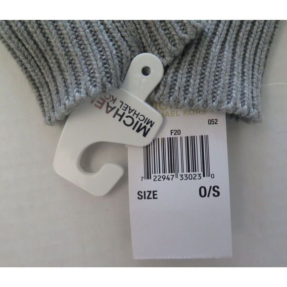 Michael Kors 538506 Women's One Size Gray Knit Gloves w/Silver Tone Logo Bar $58 - Picture 7 of 7
